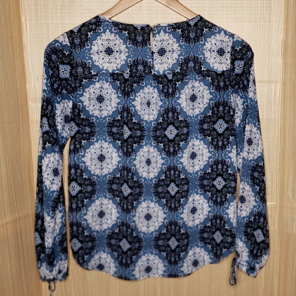 Loft Womens Blue Long Sleeve Silky Blouse XS - Picture 2 of 6